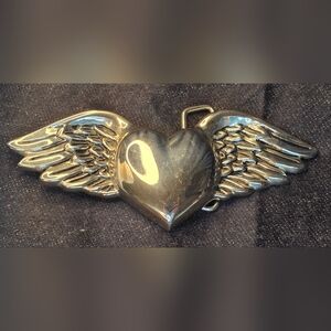 Silver Star Heart And Wings Belt Buckle, 2005, Made In The USA